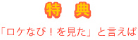 特典　「ロケなび！を見た」と言えば